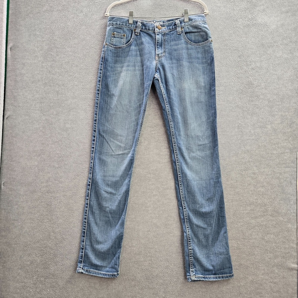 Wrangler Women Jeans 27x34 Blue Denim Rock 47 Boyfriend Fit Spandex Cotton READ